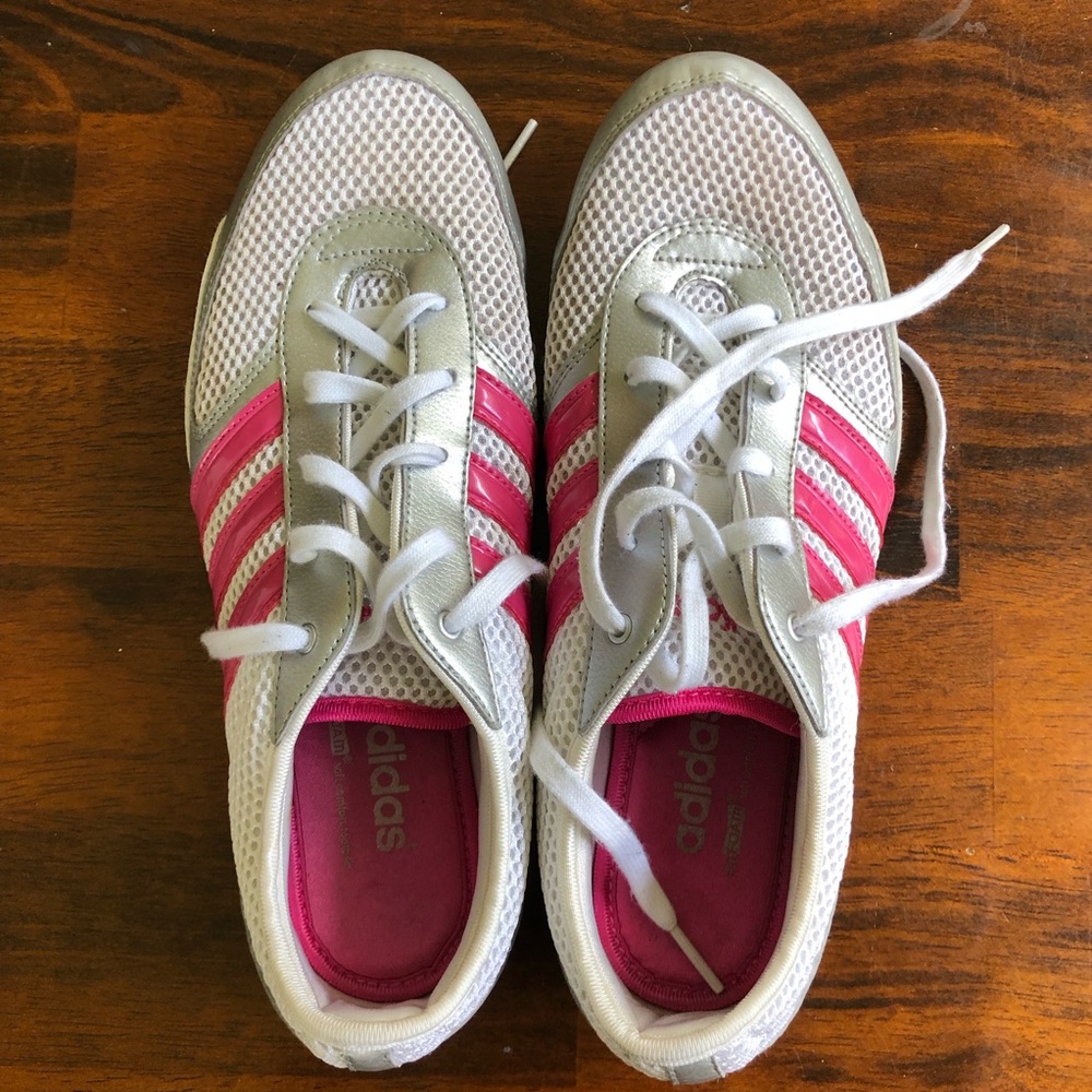 ADIDAS pink & white lightweight runners - size 8